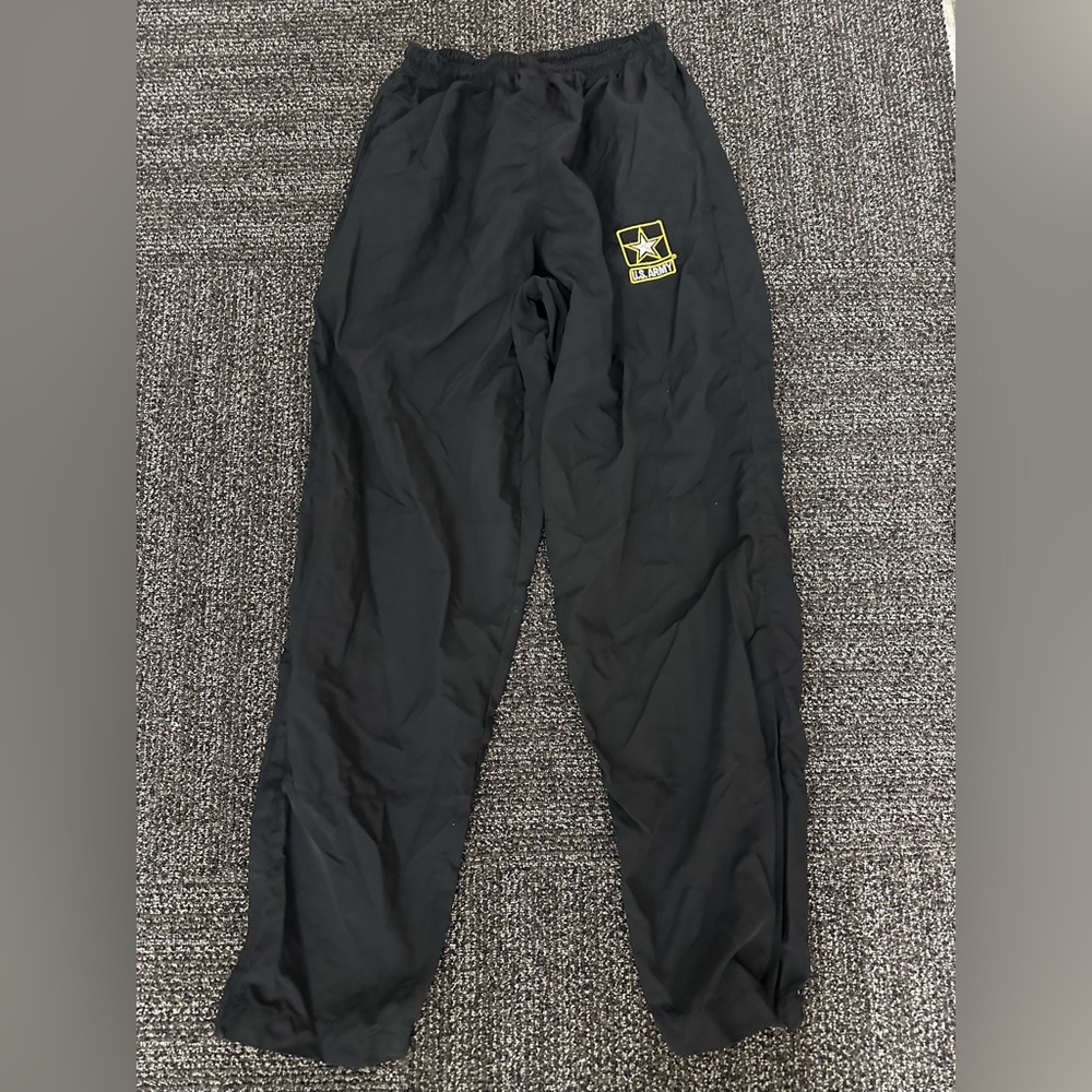 US Army Physical Fitness Uniform Pants Men Sz M Black Logo Elastic Waist